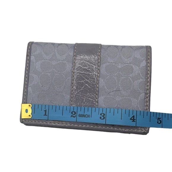 COACH Signature Patent Leather / Canvas Card holder - Picture 6 of 7